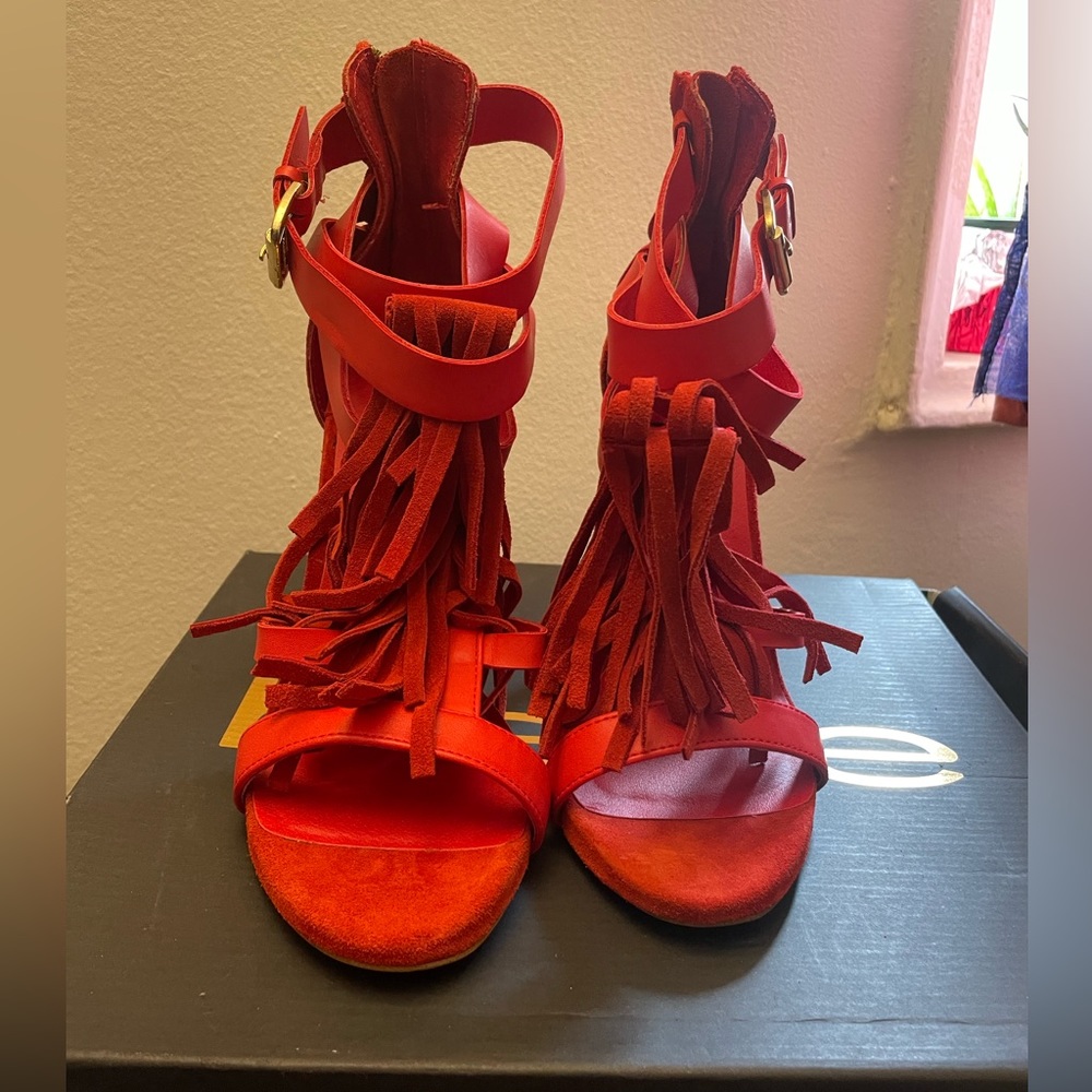 Red Bebe Heels